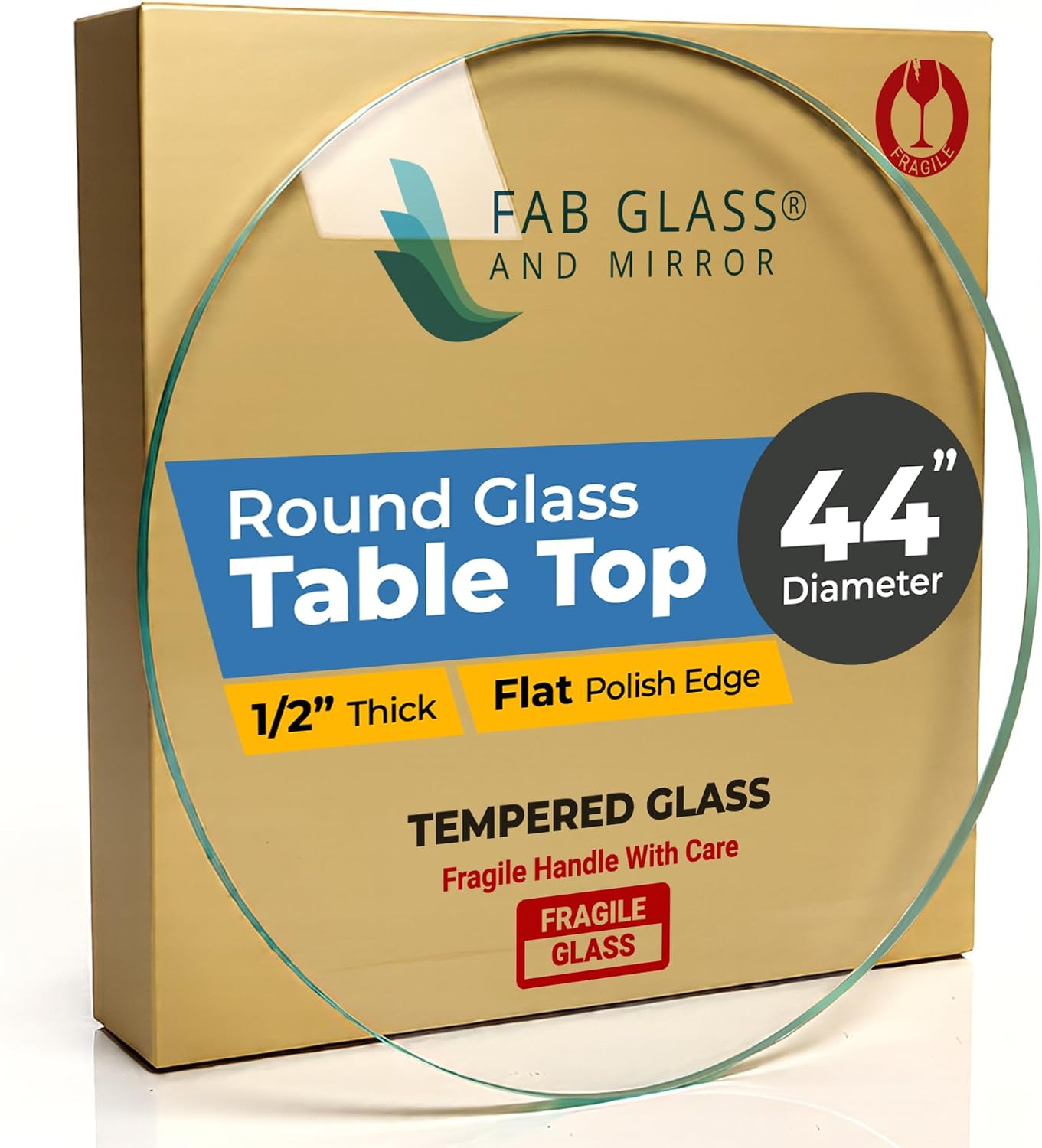 22 Inch Round Tempered Beveled Polished Edge Glass Table Top -1/2” Thick Round Glass Table Top–Heavy Duty, Dining, Coffee, and Office Tables by Fab Glass and Mirror