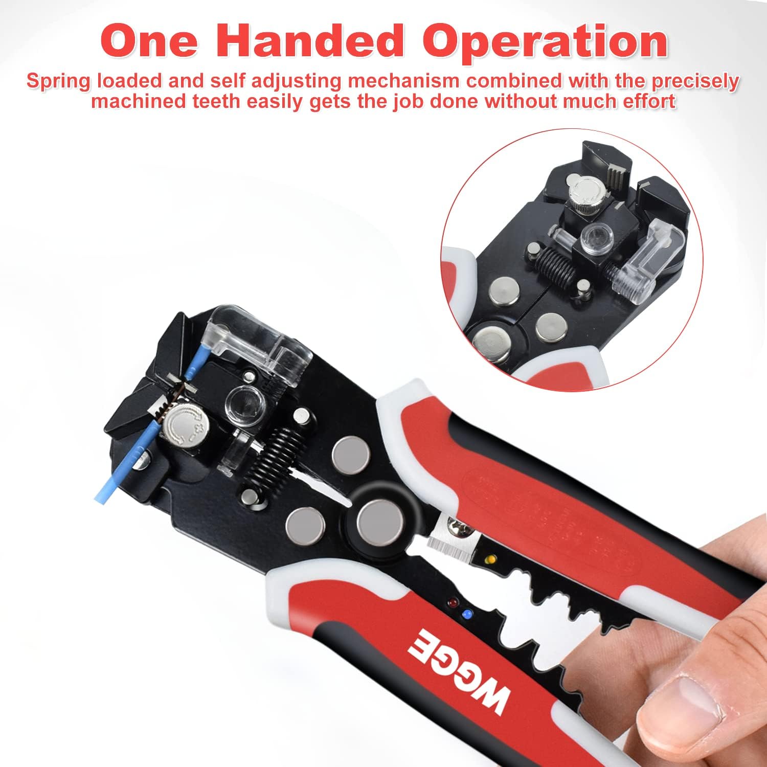 WGGE WG-014 Self-Adjusting Insulation Wire Stripper. For stripping wire from AWG 10-24, 3 in 1 Automatic Wire Stripping Tool/Cutting Pliers Tool