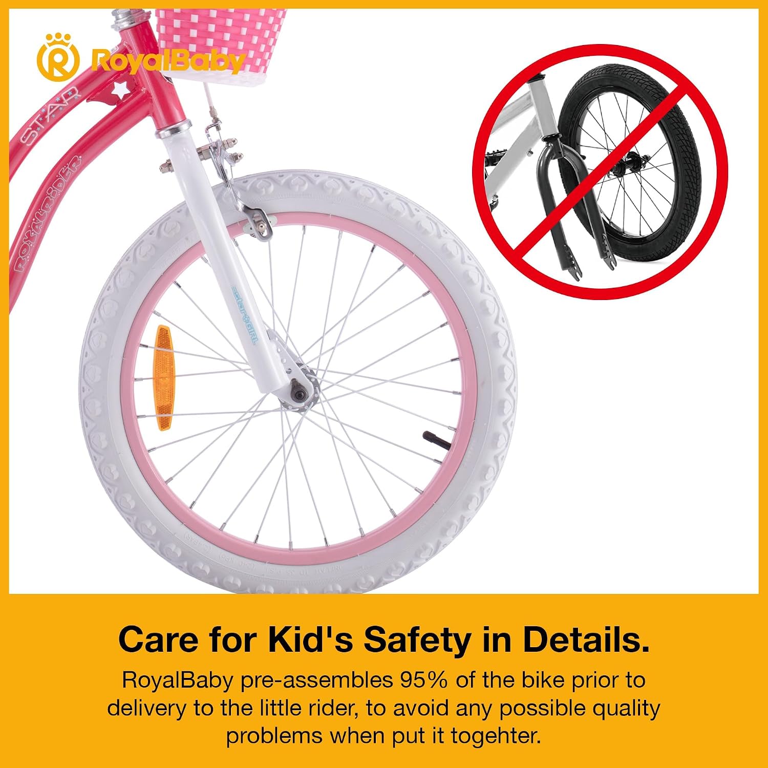 RoyalBaby Girls Bike Classic & EZ Kids Bike, Balance and Pedal Bicycle, 12 14 16 18 20 Inch Toddlers to Big Kids 3-10 Years