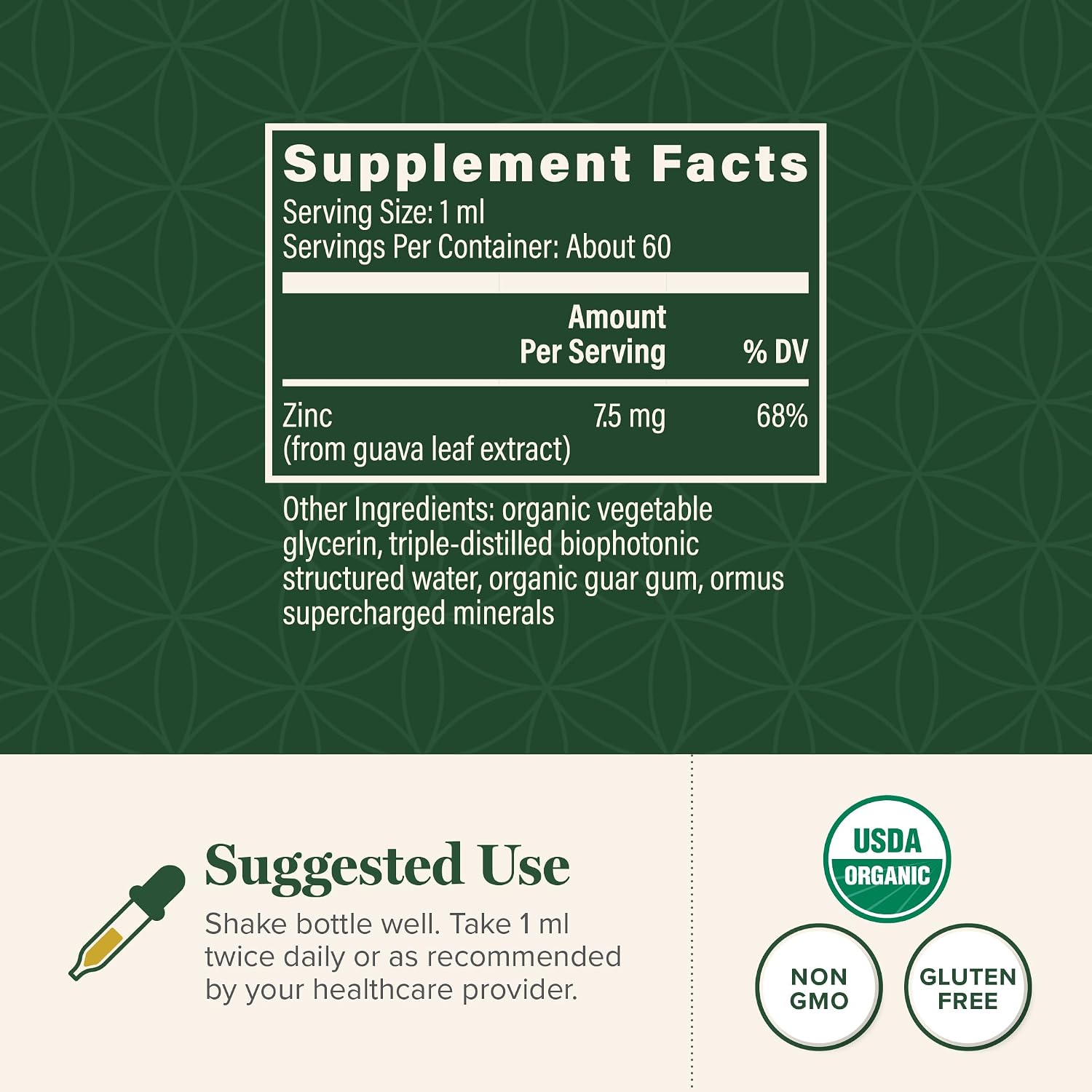Organic Liquid Zinc Supplements, Liquid Zinc Drops for Immune System(2 Oz)