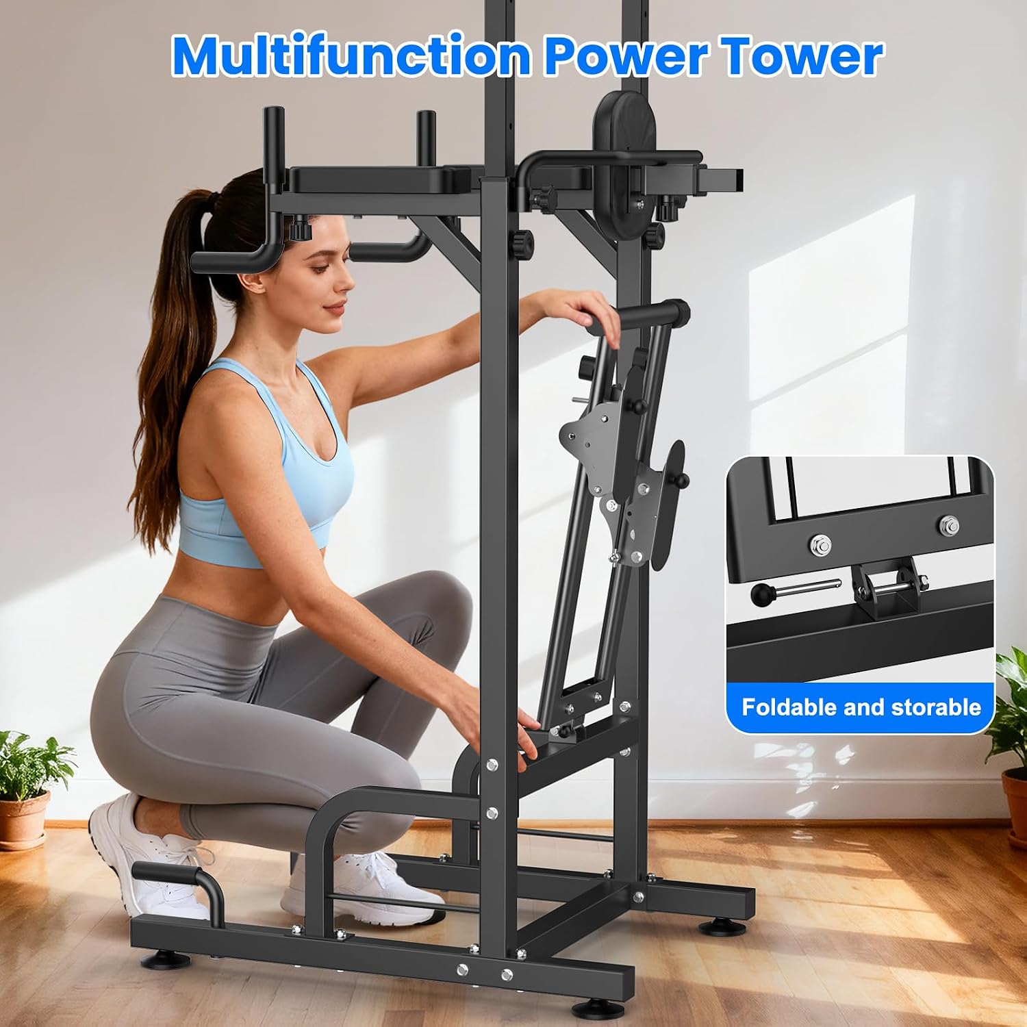 RELIFE REBUILD YOUR LIFE Pull Up Bar Free Standing Power Tower for Home Gym | Dip Station Pull Up Station, Multi-Function Home Fitness Equipment for Pull-Ups, Dips, Push-Ups, Full Body Strength Training