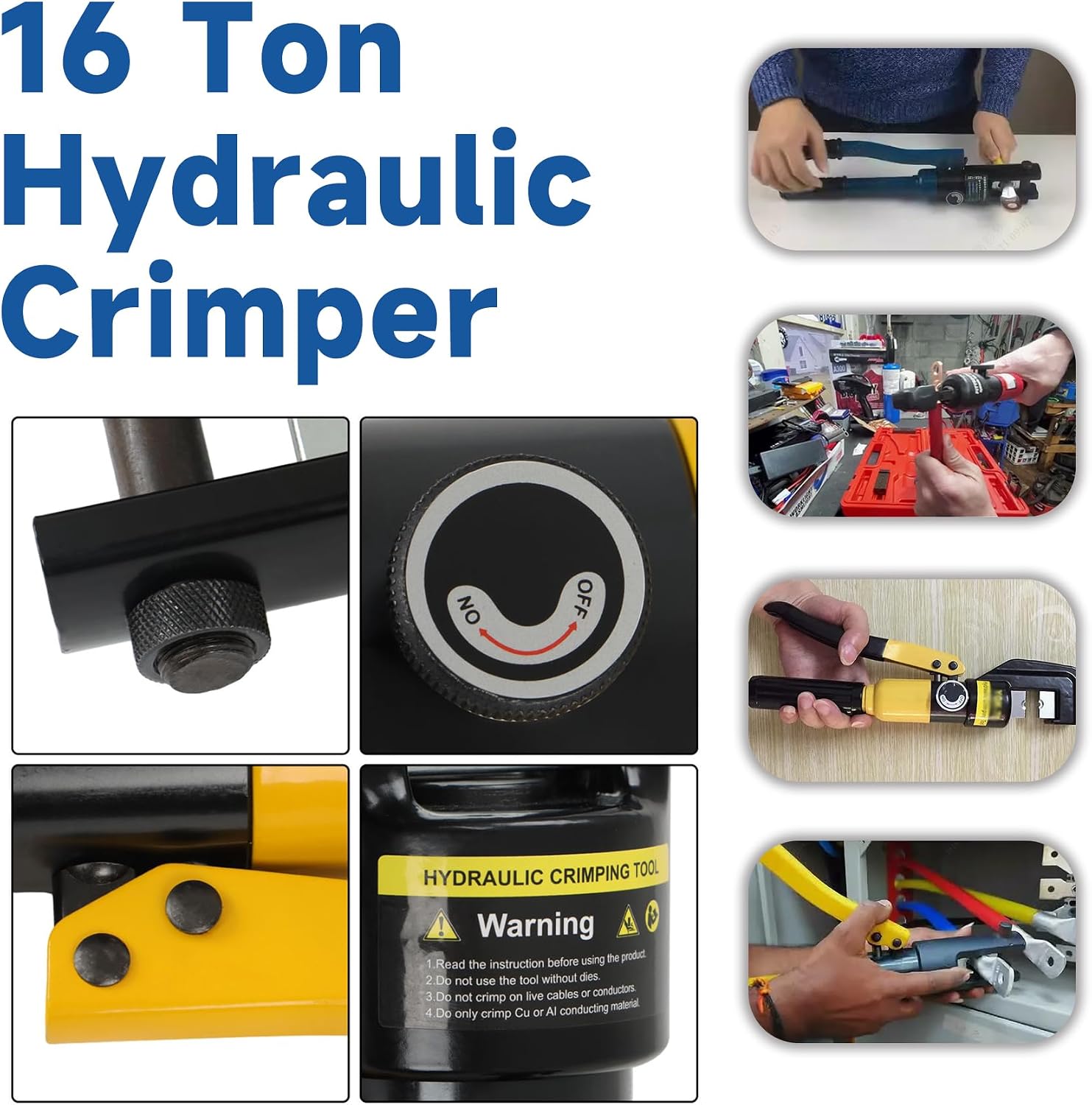 WFLNHB 16 Ton Hydraulic Wire Cable Lug Terminal Crimper Crimping Tool with 11 Dies YQK-300 Fit for for Welding Cables