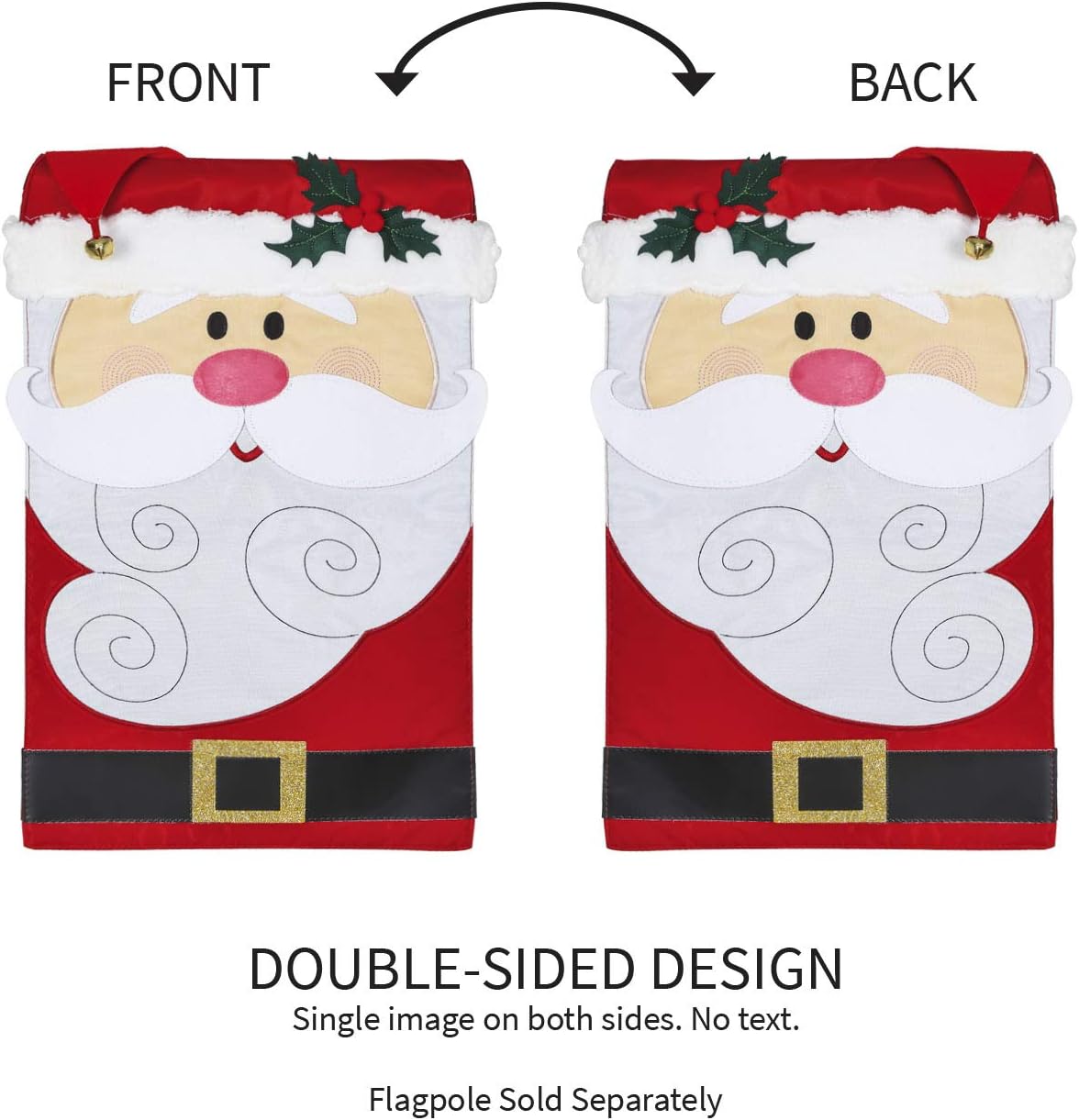 Evergreen Flag Embellished Santa Claus Christmas Applique Garden Flag - 12.5 x 18 Inches Outdoor Decor for Homes and Gardens