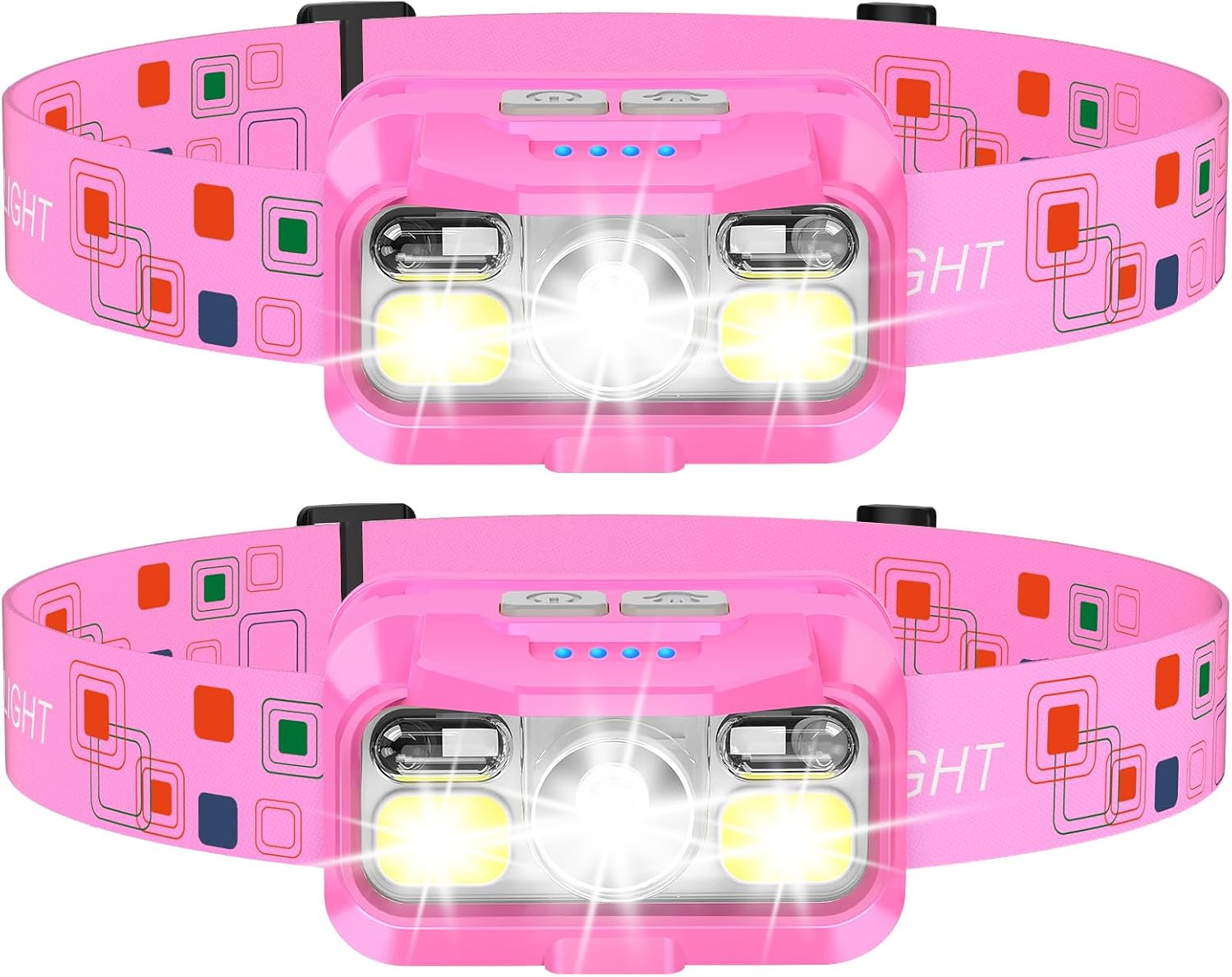 LHKNL Headlamp Rechargeable, Lumen Super Bright Motion Sensor Head Lamp Flashlight, 2-Pack Waterproof LED Headlight with White Red Light