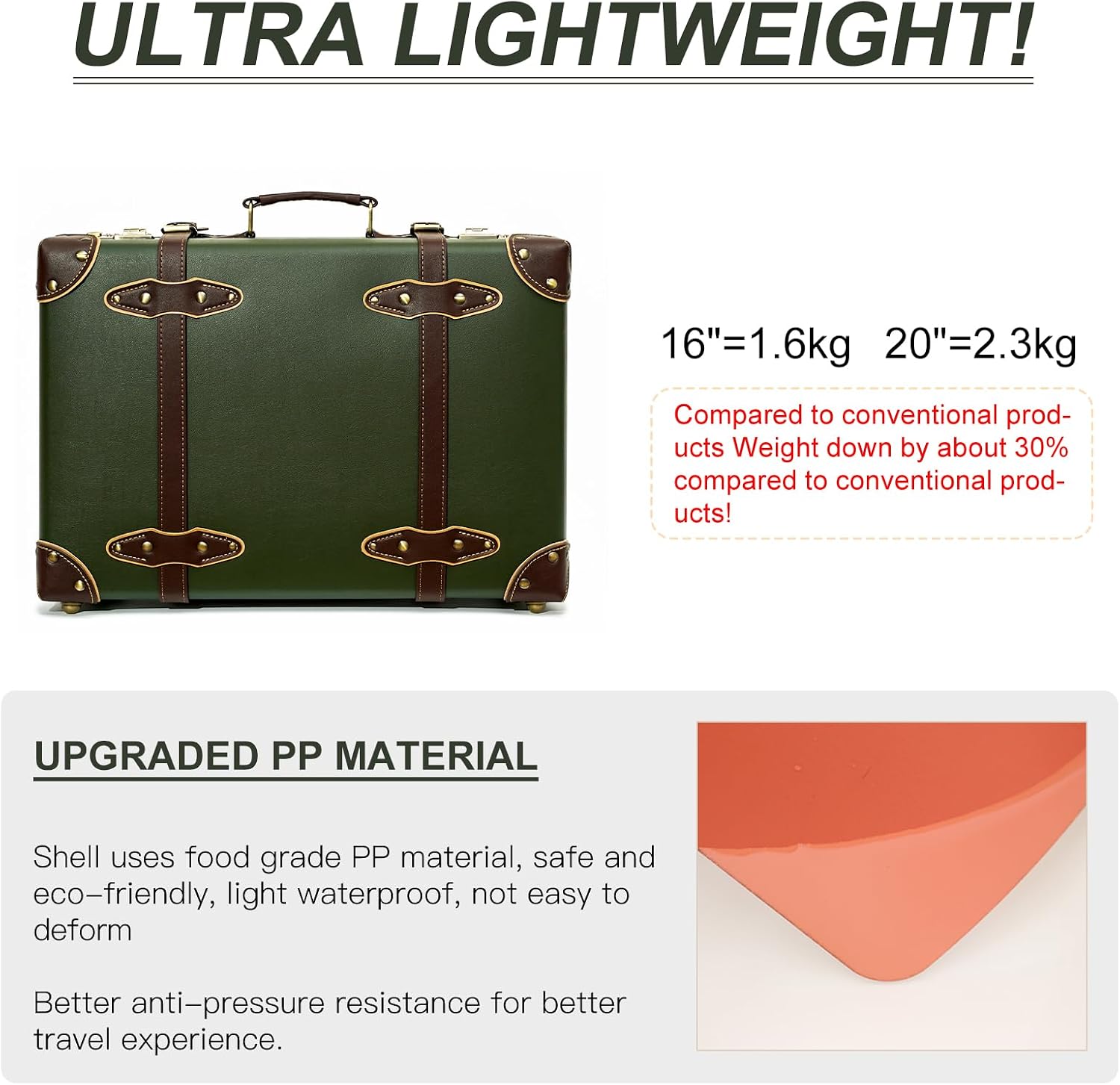 urecity Vintage and Cute Carry-on Overnight Case Non-wheeled Mini Leather Trunk Suitcase with Shoulder Strap