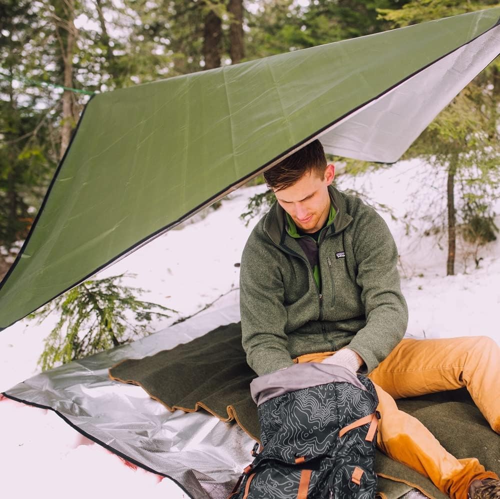 Arcturus Insulated Tarp, Reusable Heavy Duty Thermal Survival Blanket – 60x82in, Reflects 90% Body Heat, Waterproof, Windproof, 3-Layer Design, Reinforced Grommets, Olive Green | Reflective Mylar, Waterproof & Windproof, Reinforced Grommets for Tarp Setu…