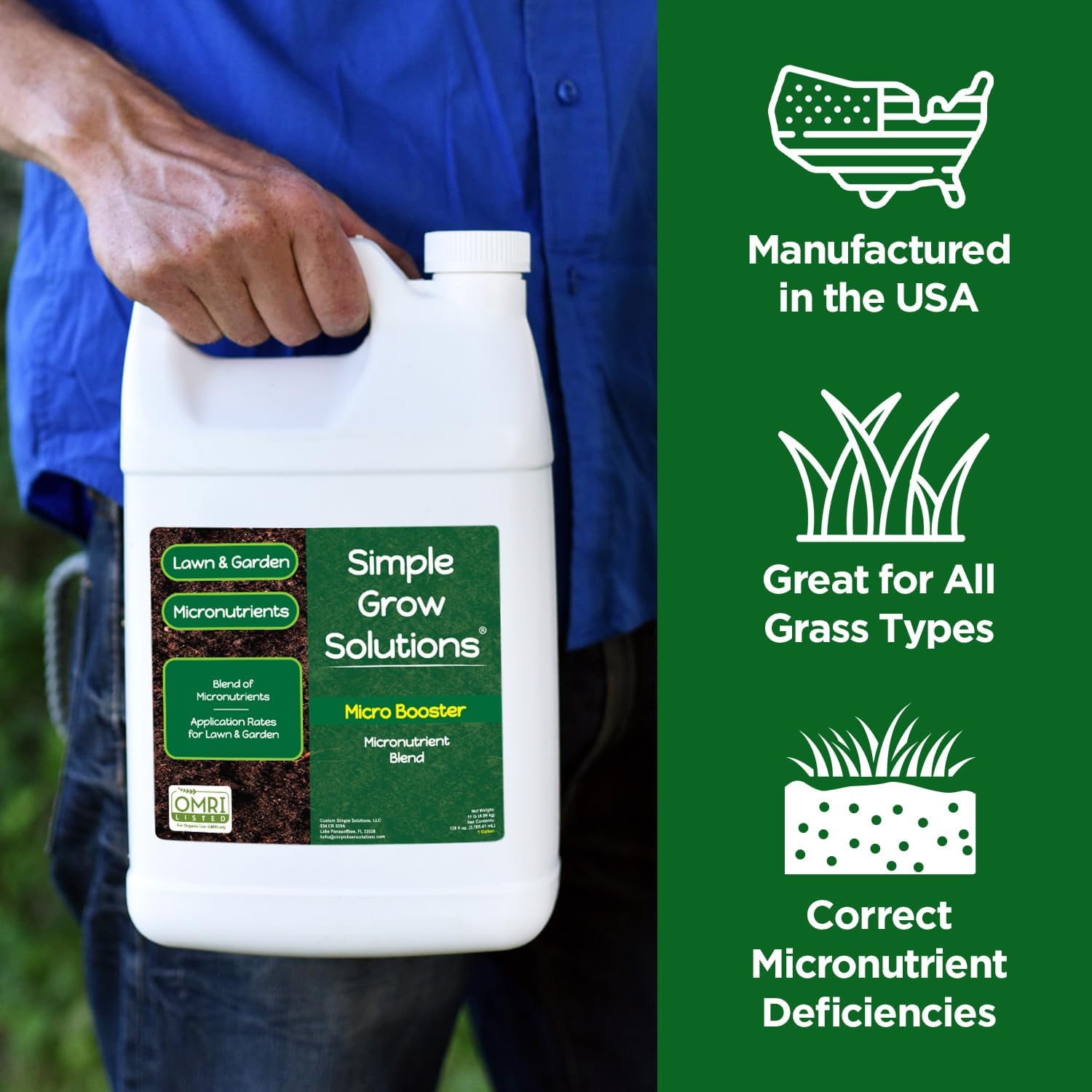 Organic Micronutrient Booster- Complete Plant & Turf Nutrients- Simple Grow Solutions- Garden & Lawn Fertilizer- Grower, Gardener- Liquid Food for Grass, Tomatoes, Flowers, Vegetables (32 Ounce)