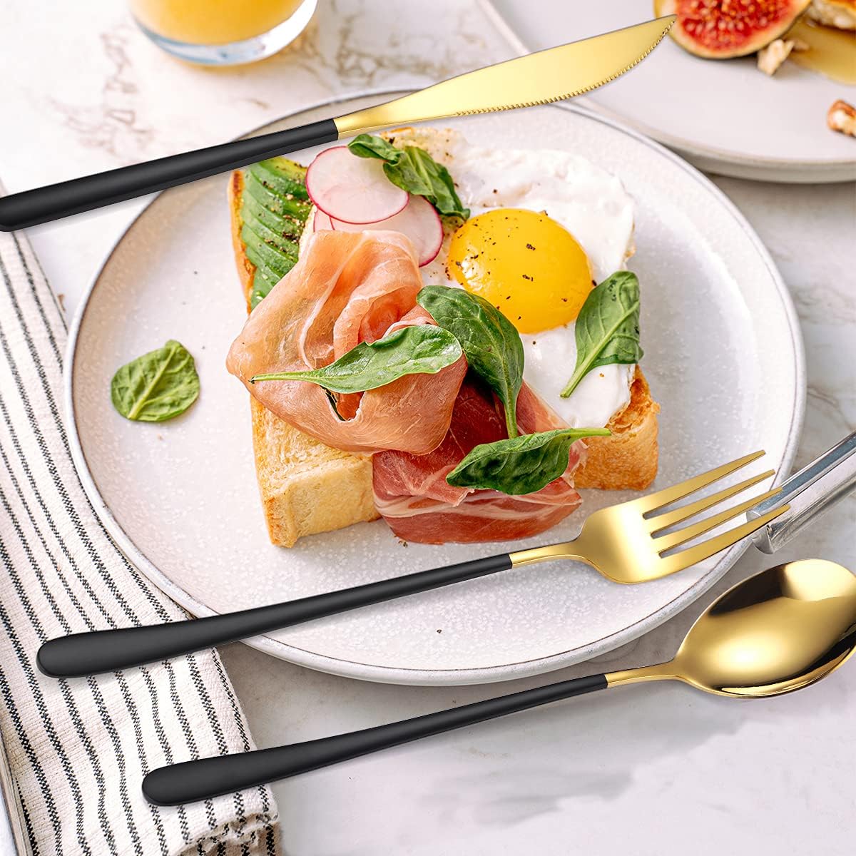 AARAINBOW 6 Pieces 18/8 Stainless Steel Flatware Set Portable Reusable Cutlery Set Travel Utensils Set Including Chopsticks Knife Fork Spoon Straws