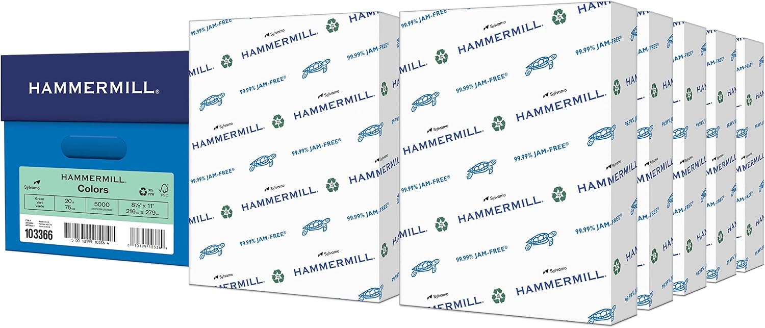 Hammermill Colored Paper, 20 lb Blue Printer Paper, 8.5 x 11 - Made in the USA, Pastel Paper, 103309R - 1 Ream (500 Sheets)