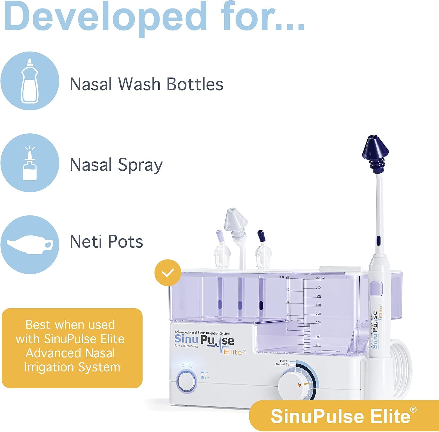 SinuAir Sinus Rinse Salt Solution - Saline Powder for SinuPulse System, Neti Pot Flush, Nasal Wash Squeeze Bottle, & Nose Irrigation, Enhanced Formulation & Cleaning for Sinuses, 180 Packets