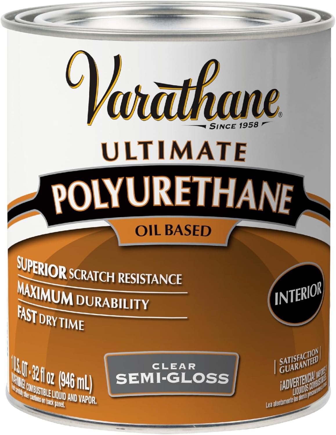 Rust-Oleum 9141H Oil Polyurethane, Quart, Satin Finish