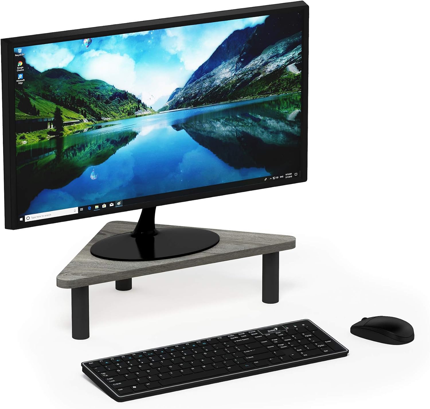 FURINNO Turn-N-Tube Monitor Stand, French Oak Grey/Black
