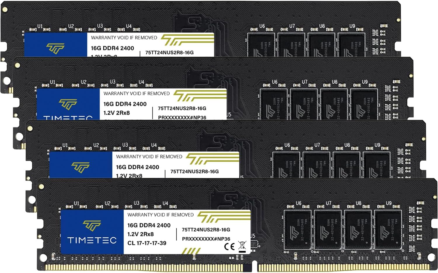 Timetec 16GB DDR4 2400MHz (PC4-2400T) PC4-19200 UDIMM Desktop RAM – 288-Pin 1.2V CL17 Non-ECC Unbuffered DIMM Memory Module Upgrade