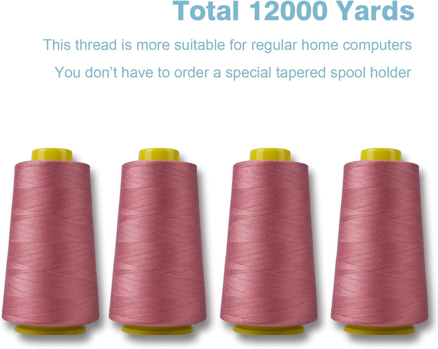 Black Serger Thread, All-Purpose Thread for Sewing, Polyester, 4 Cones of 3000 Yards Each Spool for Sewing Machine