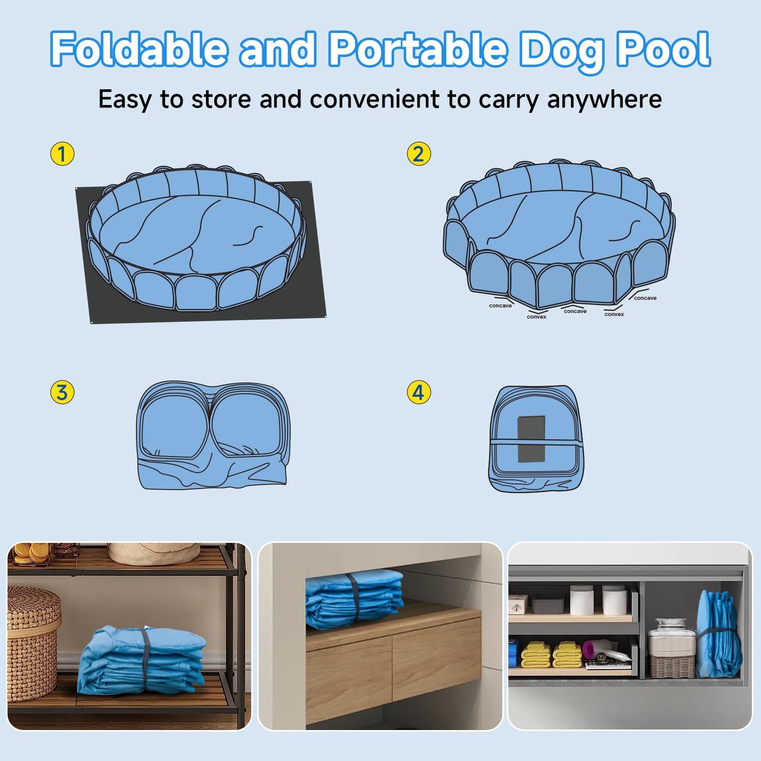 Alvantor Pet Swimming Pool Dog Bathing Tub Kiddie Pools Cat Puppy Shower Spa Foldable Portable Indoor Outdoor Pond Ball Pit 63"x12" Patent Pending