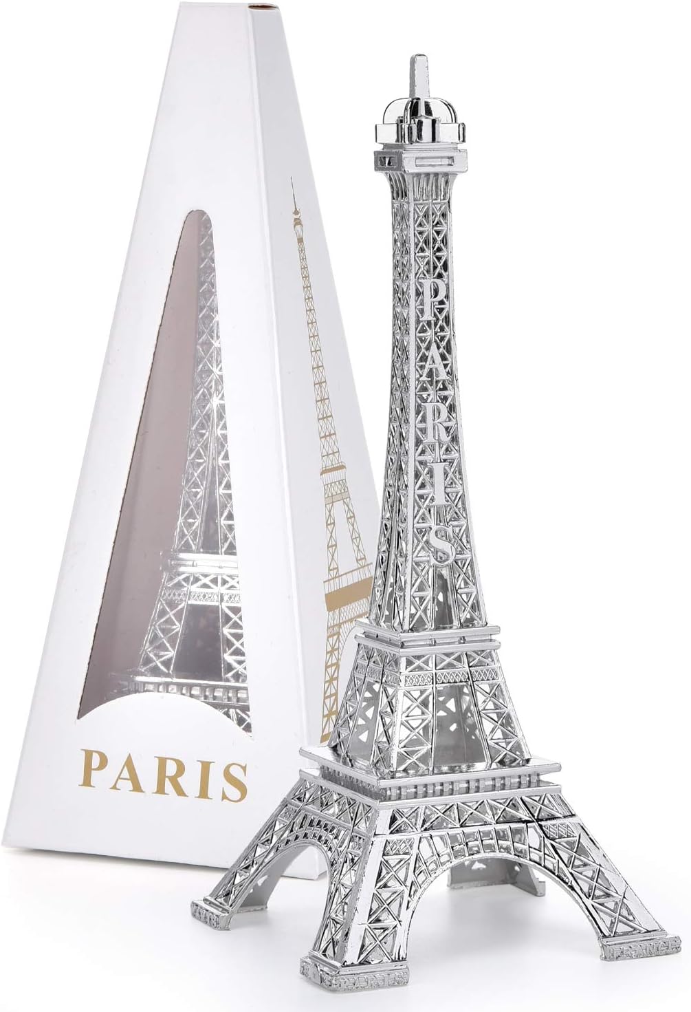 ESHATO Gold Metal Eiffel Tower Statue, 7inch Decorative Figurine Replica Stand Holder for Cake Topper Table Decor Gift Party Home Decoration