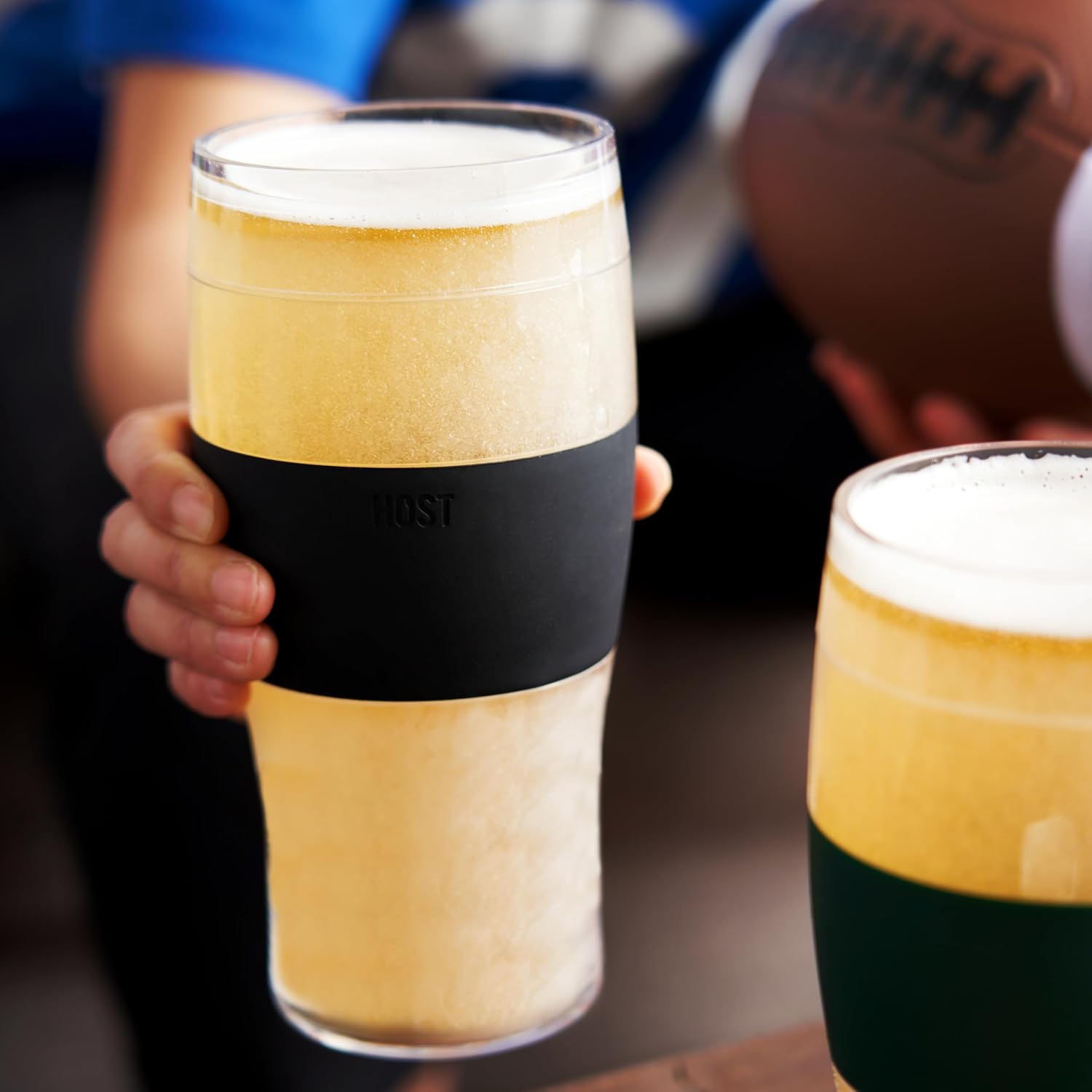 Host FREEZE Beer Glasses, Frozen Beer Mugs, Freezable Pint Glass Set, Insulated Pint Glass to Keep Your Drinks Cold, Double Walled Insulated Glasses