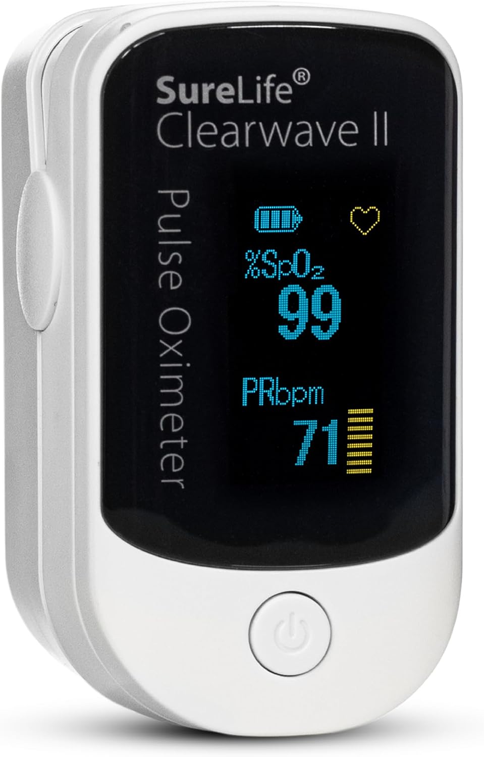 Clearwave II Pulse Oximeter | OLED Display, SpO2 Sensor, Pulse Rate Monitor, One-Button Operation, Batteries & Lanyard Included