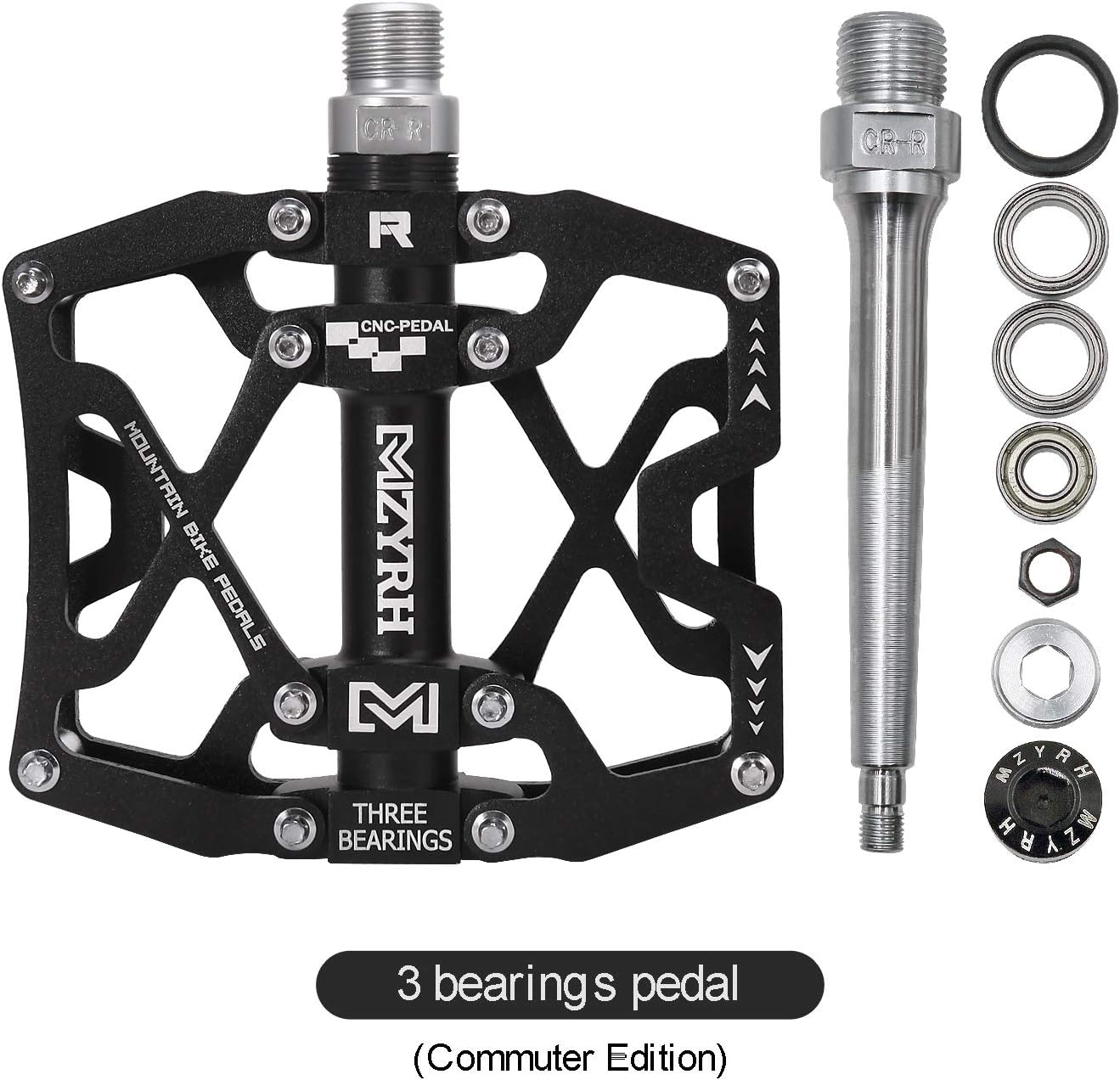 MZYRH Mountain Bike Pedals, Ultra Strong Colorful CNC Machined 9/16" Cycling Sealed 3 Bearing Pedals