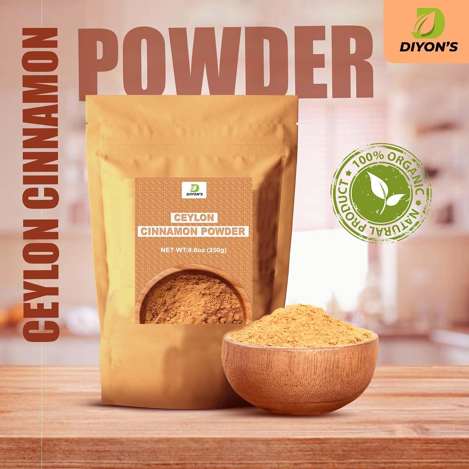 Ceylon Cinnamon Powder 1.7oz (50g) premium grade 100% From Sri Lanka,Packed With resealable Pouch.