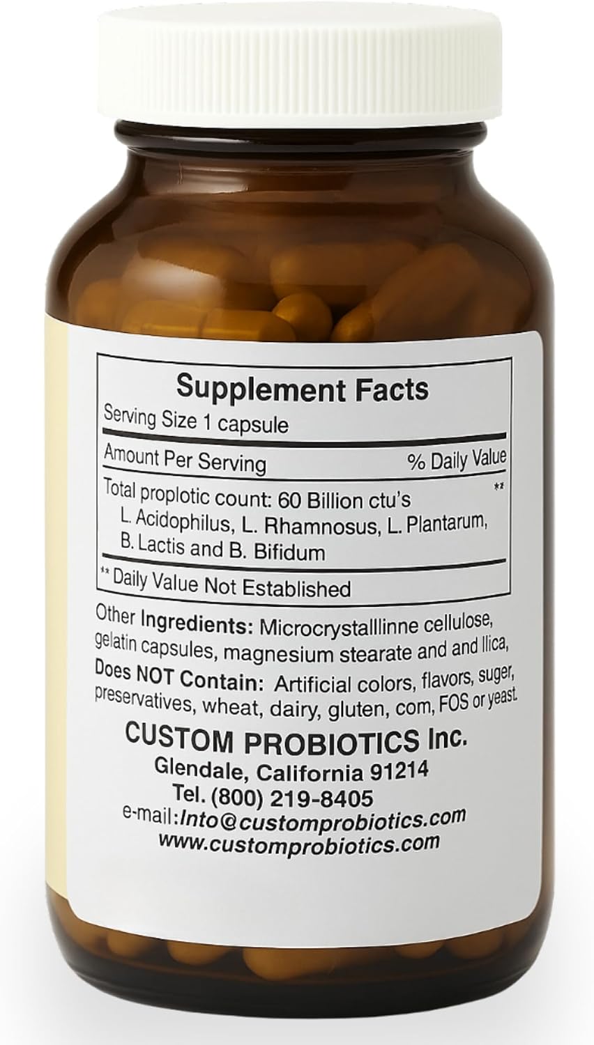 Custom Probiotics CP-1 Adult Formula – 60 Billion CFU Probiotic Supplement – 5 Strain High Potency Probiotics for Digestive & Gut Health