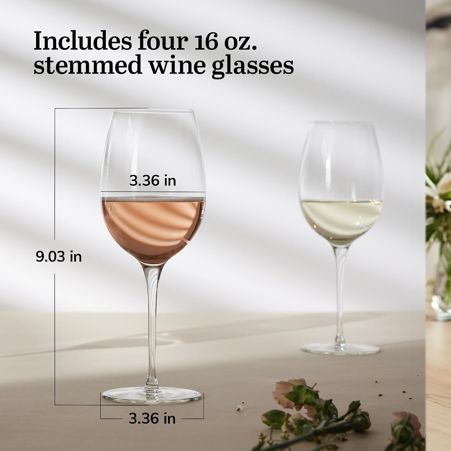 Libbey Signature Kentfield Estate All Purpose Wine Glasses Set of 4, Long Stem Wine Glasses for Red and White Wine, Perfect Glass Goblet Gift Set