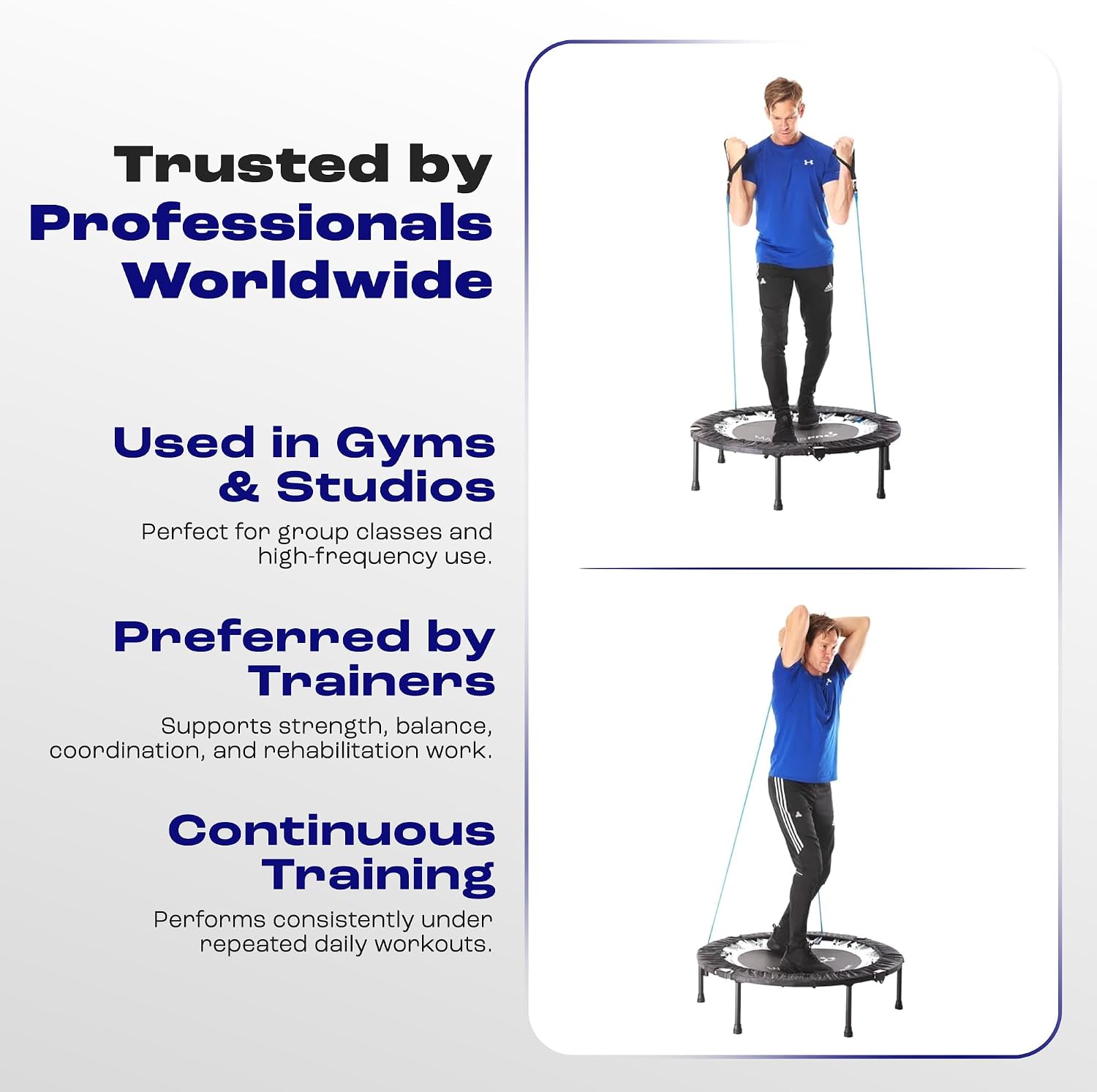 Maximus Pro Home Gym Rebounder Mini Trampoline 40'' + Handle Bar | Includes Workouts Online + DVD's | Adults Indoors | 150kg User Weight. Adult