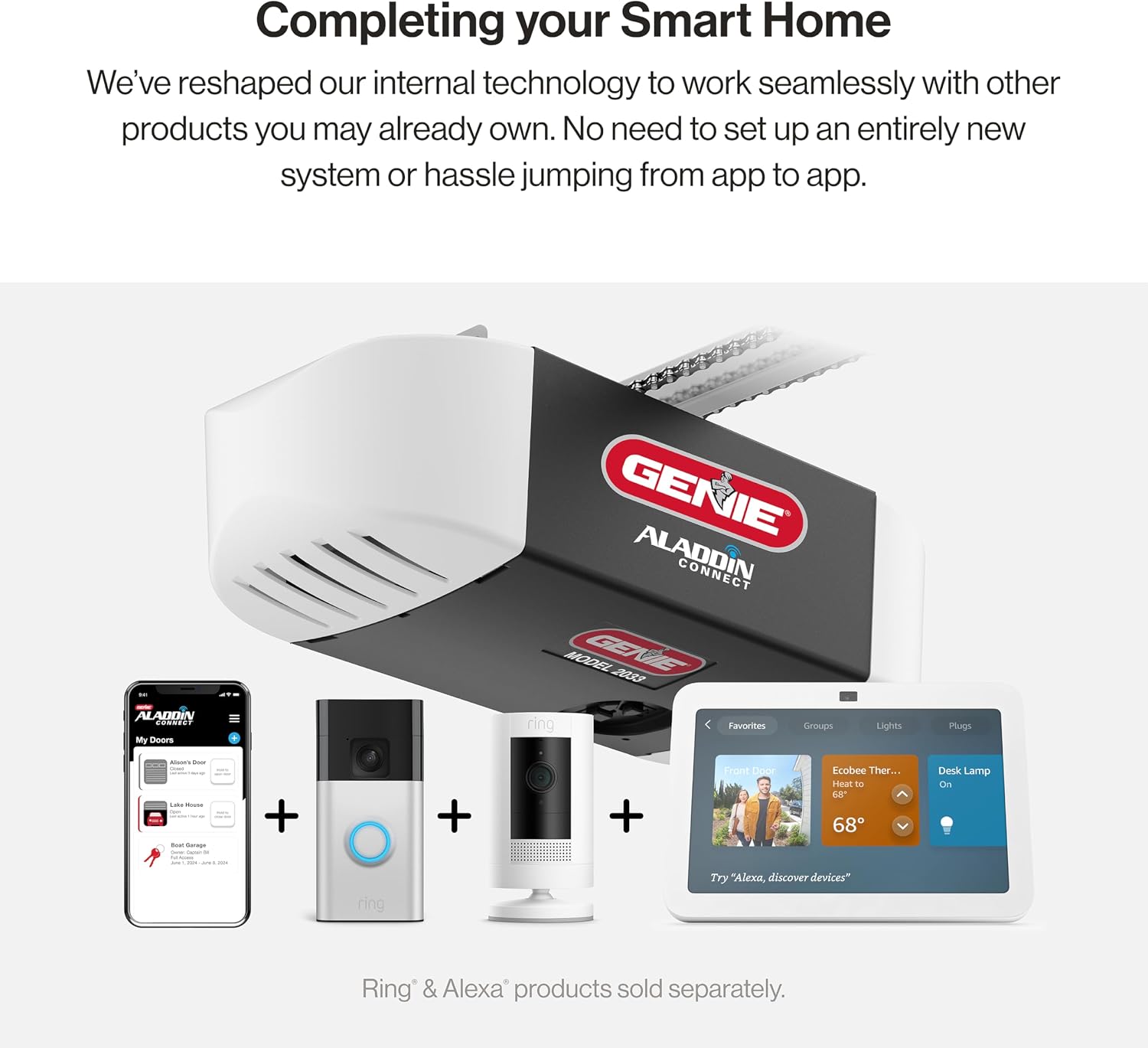Genie Chain Glide Connect Essentials Smart Garage Door Opener, 2033-LO