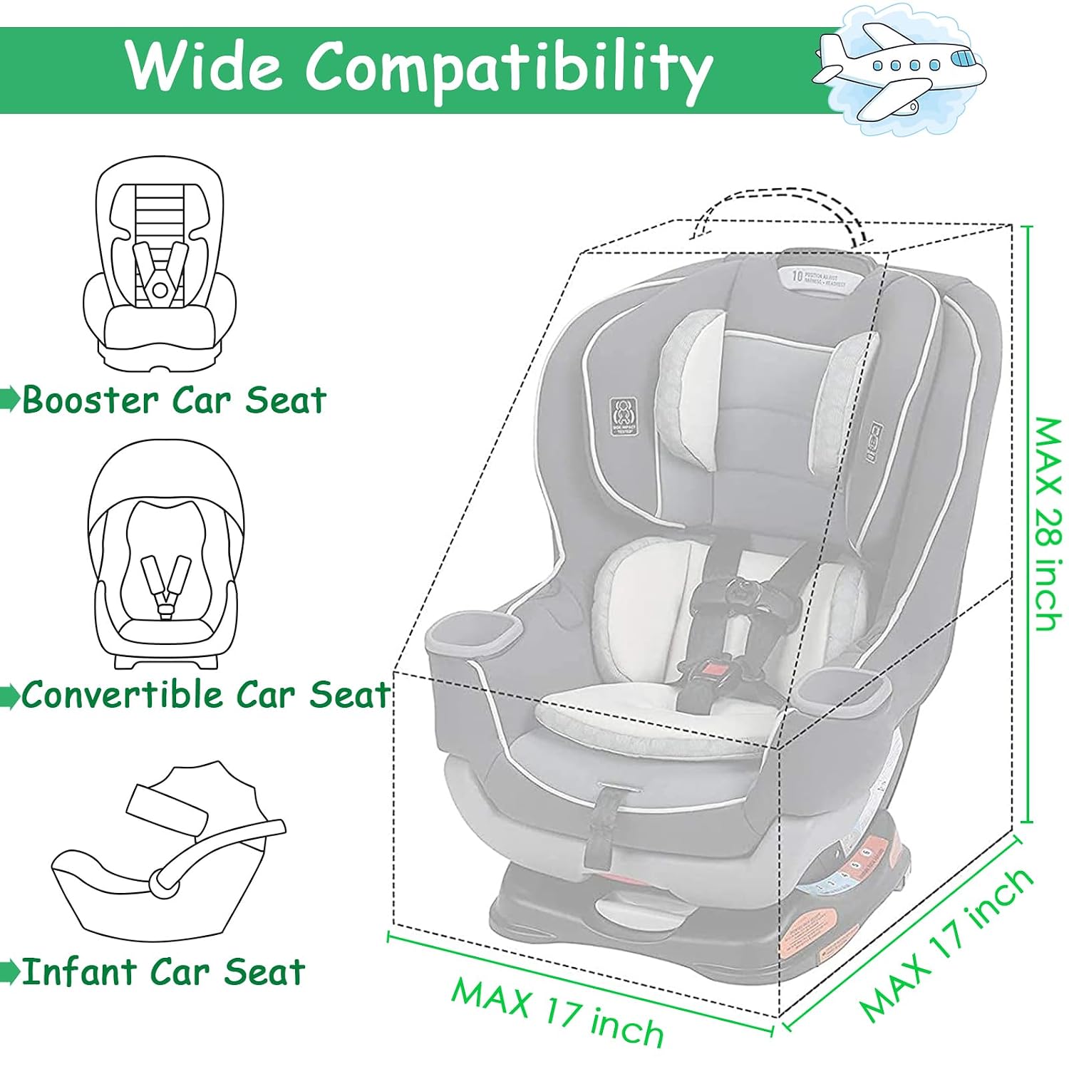 YOREPEK Padded Car Seat Travel Bag Backpack, Toddler Travel Essentials