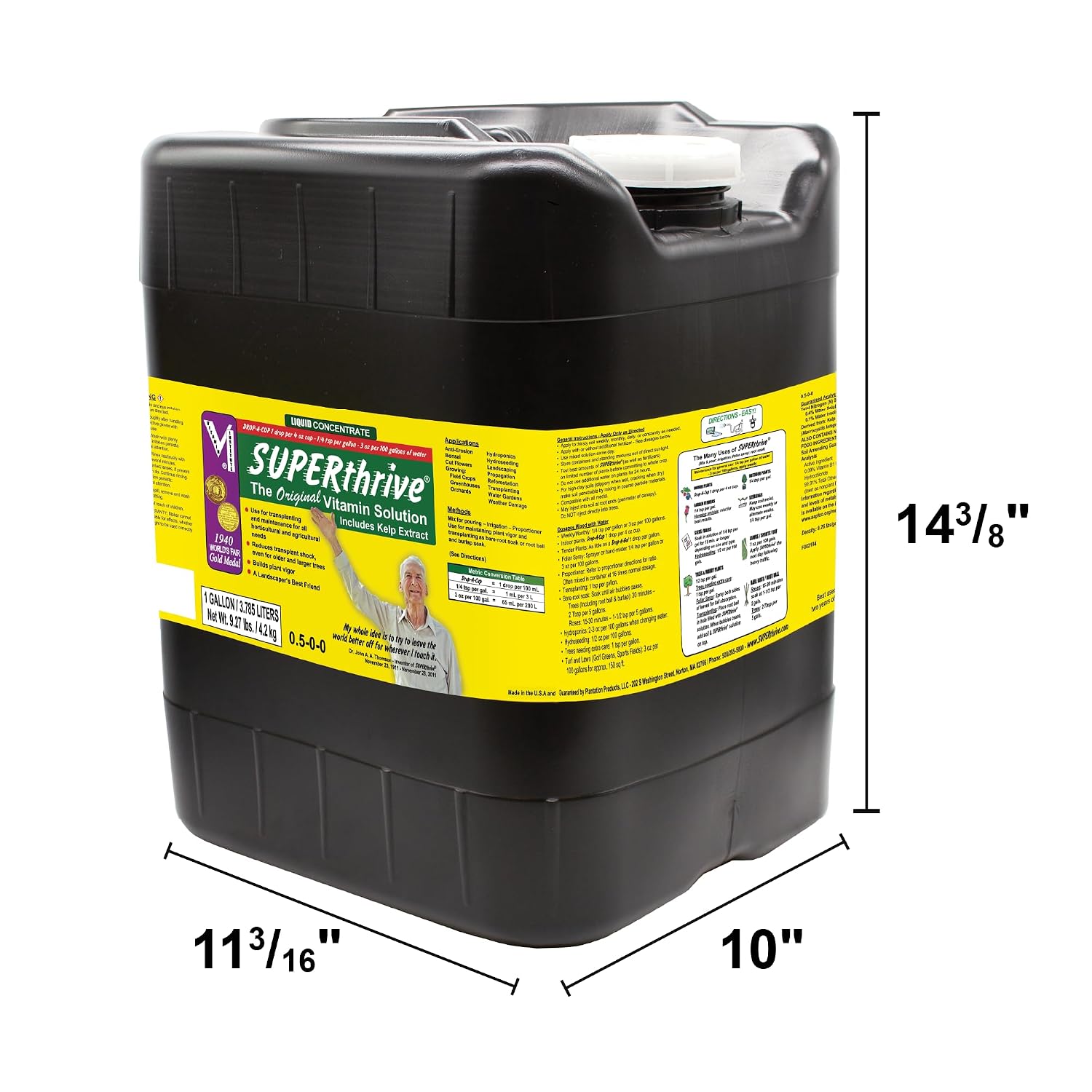 SUPERthrive 5 Gallon (1/Cs) | 0.5-0-0 formula with kelp extract. For indoor/outdoor plants, houseplants, trees. Reduces shock, even for large trees.