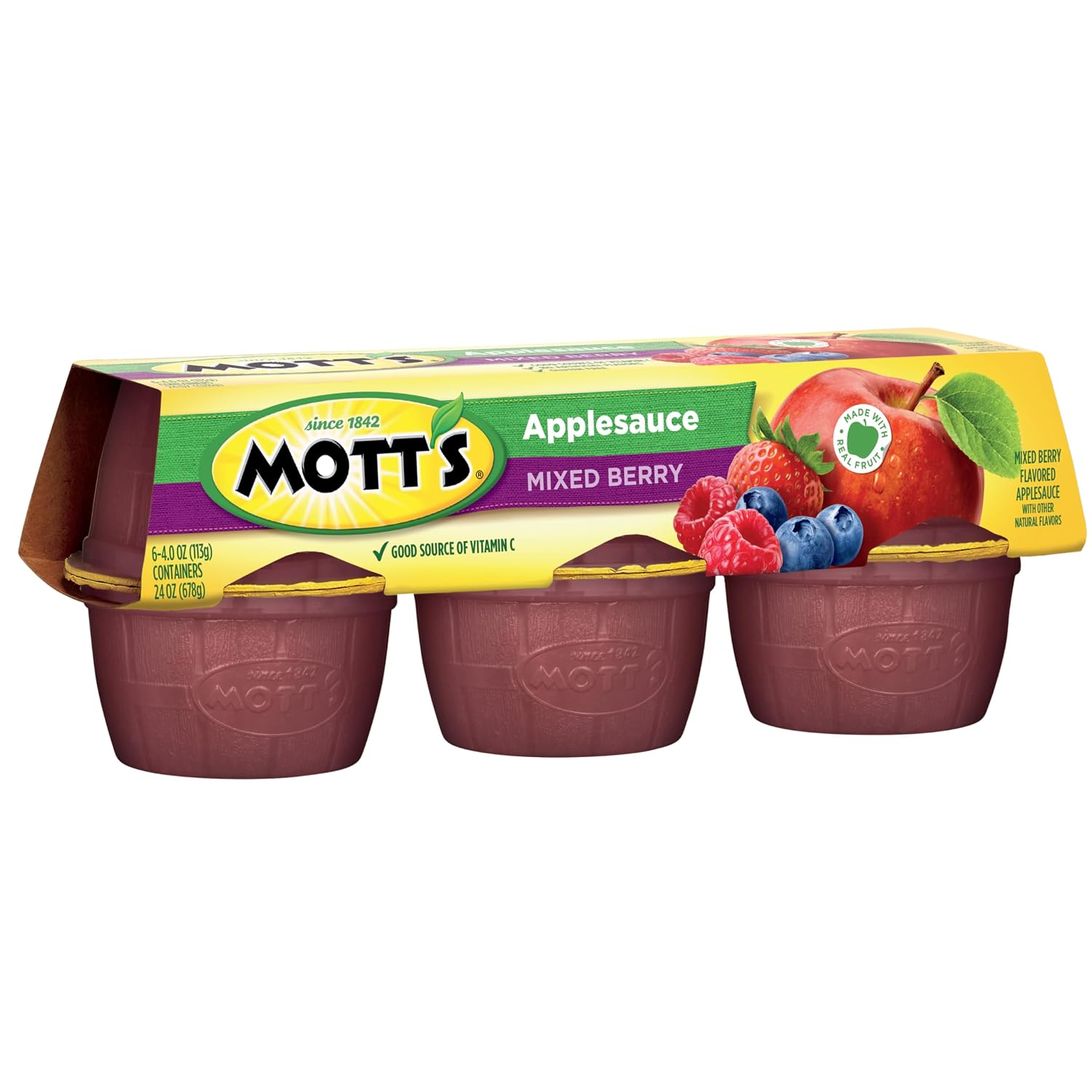Mott's Applesauce, 4 Oz Cups, 36 Count, No Artificial Flavors, Good Source of Vitamin C, Nutritious Option for The Whole Family