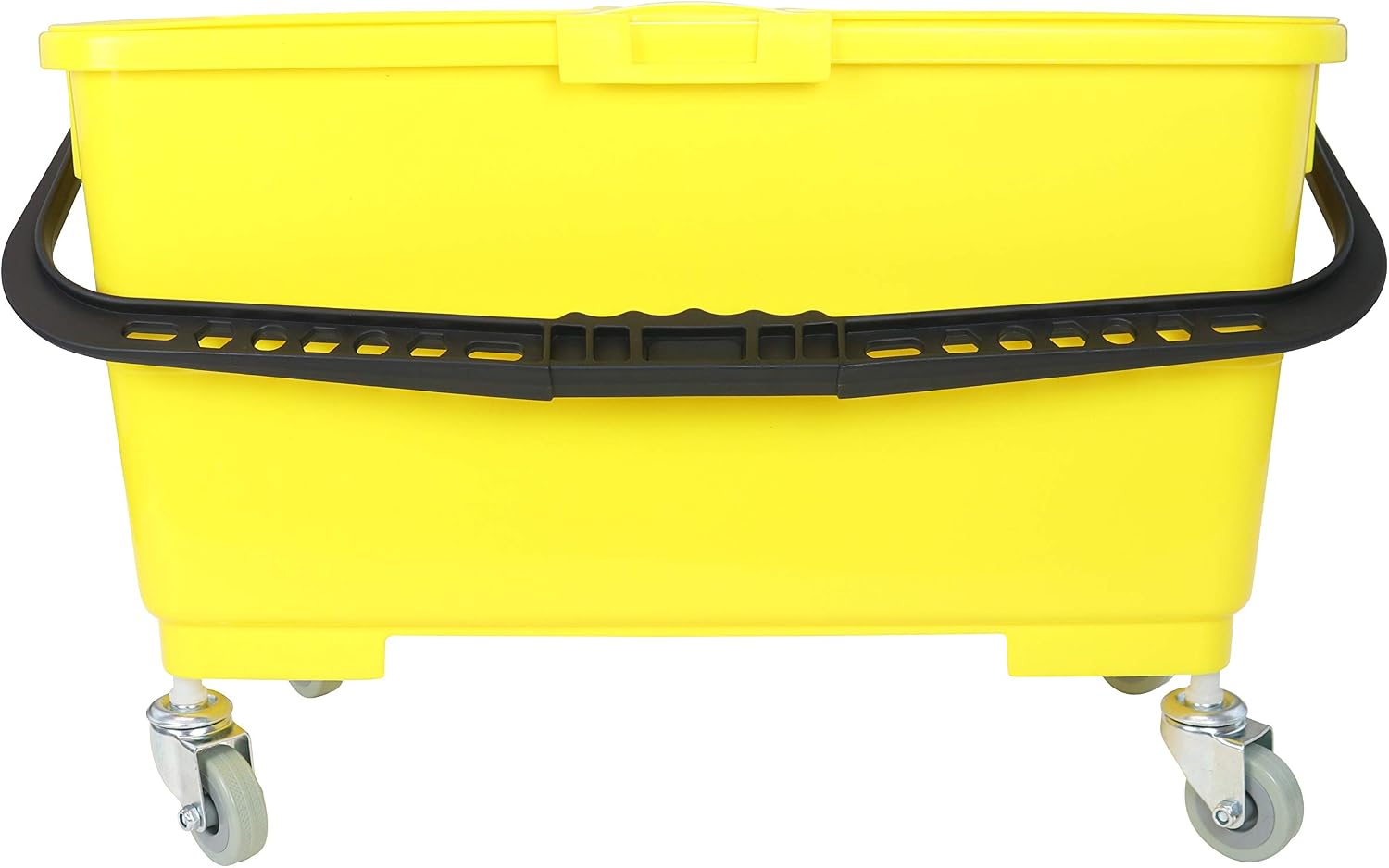Arkwright Flat Mop Buckets On Wheels - 6 Gallons with Ergonomic Handle, Lid, Sieve and Wheels (Case of 3, Yellow)