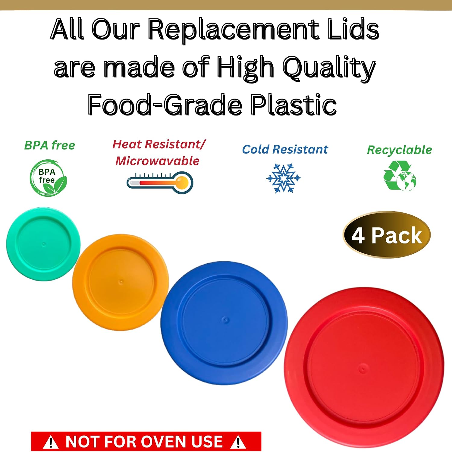 1, 2, 4 & 7 Cup Green, Orange, Blue, Red Replacement Lids/Covers for Pyrex