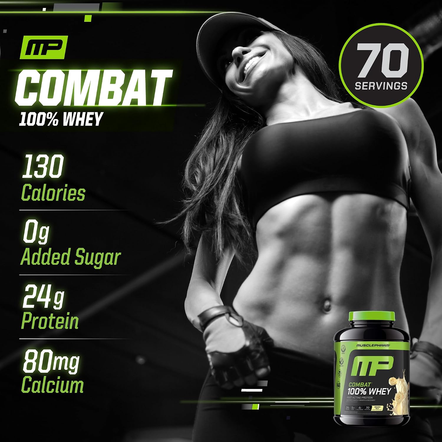 MusclePharm Combat 100% Whey Protein Powder, Vanilla Flavor, Fast Recovery & Muscle Gain with Whey Protein Isolate, High Protein Powder for Women & Men, Gluten Free, 5 lb, 70 Servings | Whey Protein Isolate, Fast Recovery Support, Muscle Gain Support, Hi…