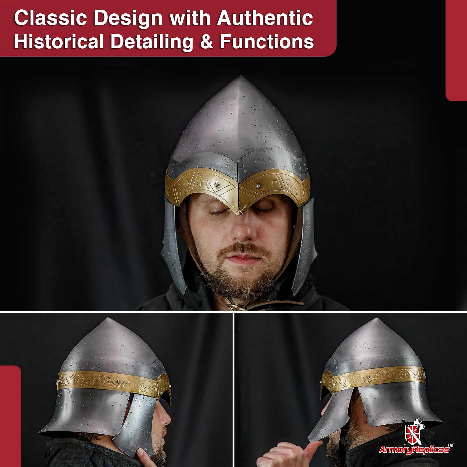 Armory Replicas Maximus Roman Gladiator Blackened 18g Helmet