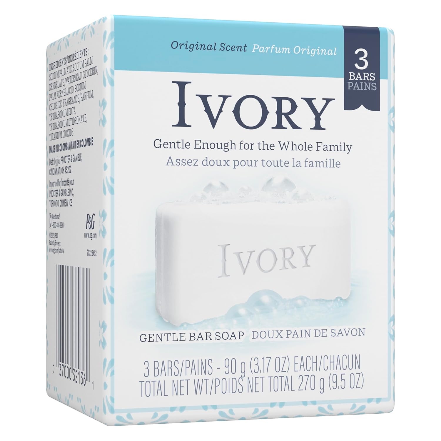 Ivory Simply Ivory Bath Bar for Unisex, 3 Count