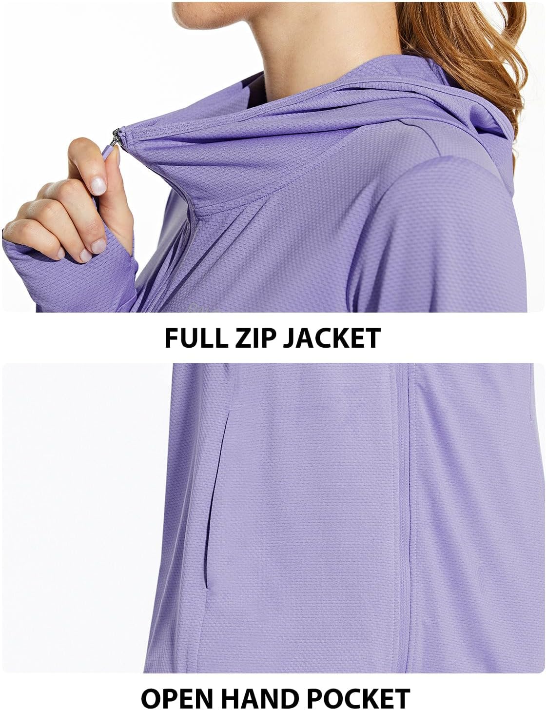 baleaf Women's Sun Protection Hoodie Jacket UPF 50+ Full Zip with Pocket
