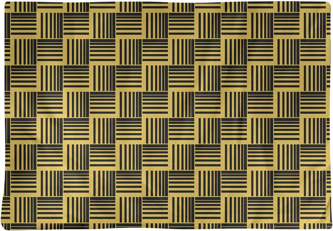 Dana Strider Black & Color Basketweave Stripes Table Placemat, 18 x 14, Yellow