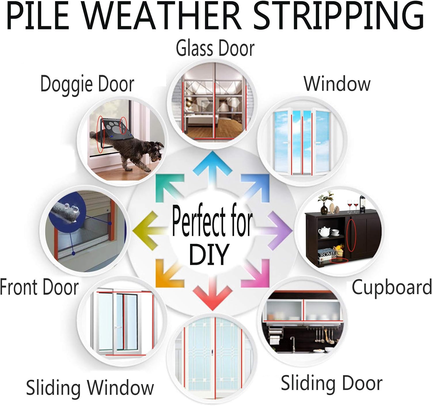 Self-Adhesive Pile Weather Stripping Seal for Sliding Windows and Door Frames, 16.5ft x 11/32 inch, Grey