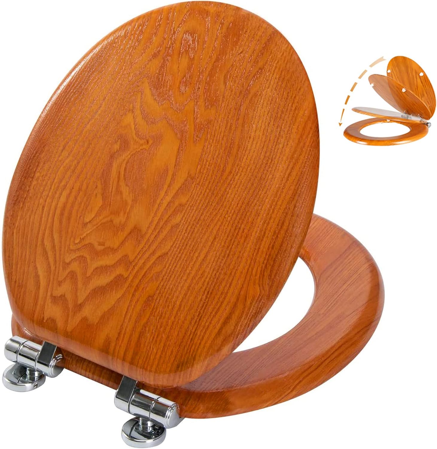 Angel Shield Toilet Seat with Zinc Alloy Hinges Quiet-Close Quick-Release Wood Molded UV Lid Easy Clean(Elongated,Black)