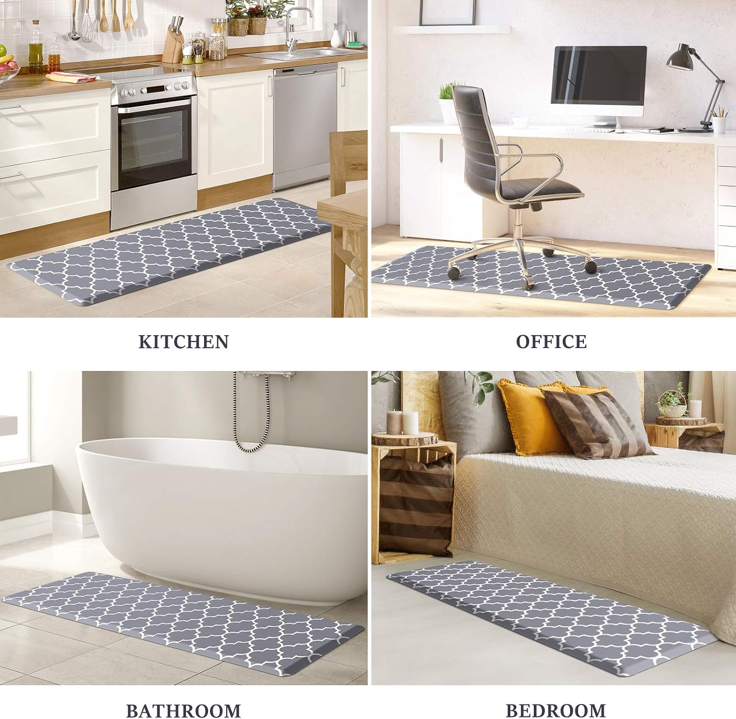 WISELIFE Kitchen Mats and Rugs Cushioned Anti-Fatigue, 17.3"x 60", Grey