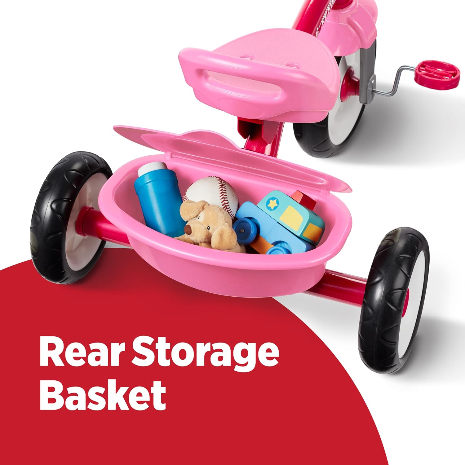 Radio Flyer Red Rider Trike, for Ages 2.5-5, Toddler Tricycle | Quiet Ride Wheels, Comfort Grip Handlebars, Easy Carry Seat Handle, Covered Storage Bin, (Amazon Exclusive)