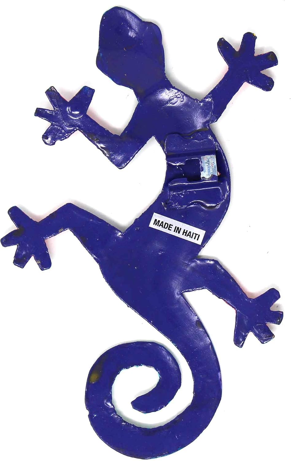 Global Crafts 8" Painted Gecko Recycled Haitian Metal Wall Art Blue Green, Florida