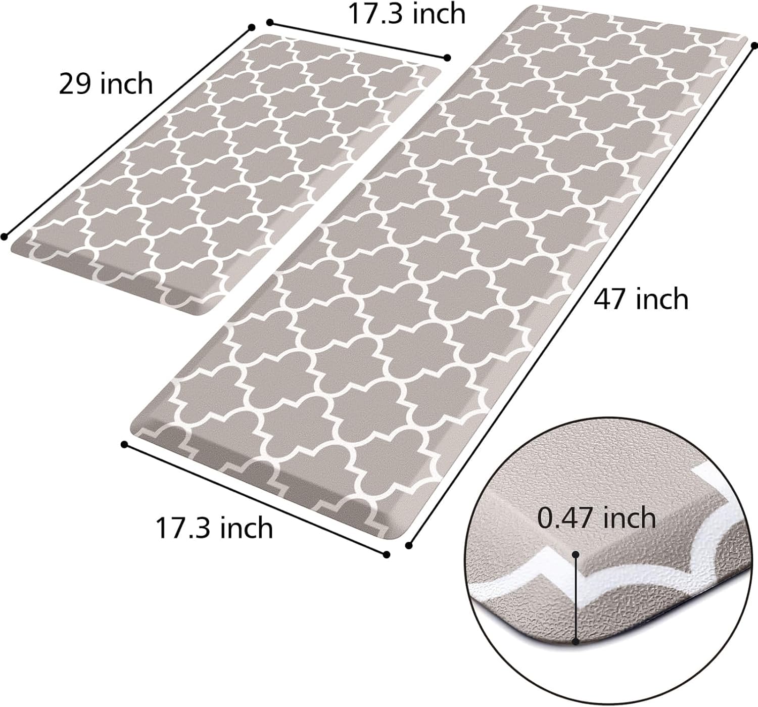 KMAT Kitchen Mat Set of 2,Cushioned Anti-Fatigue Kitchen Mats for Floor