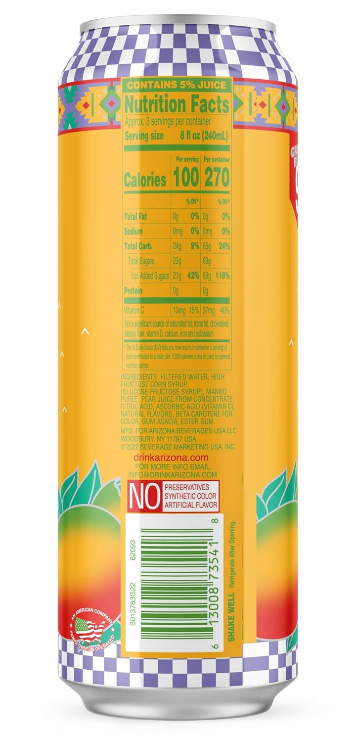 AriZona Mucho Mango Fruit Juice Drink - 22 Fl Oz Big Can