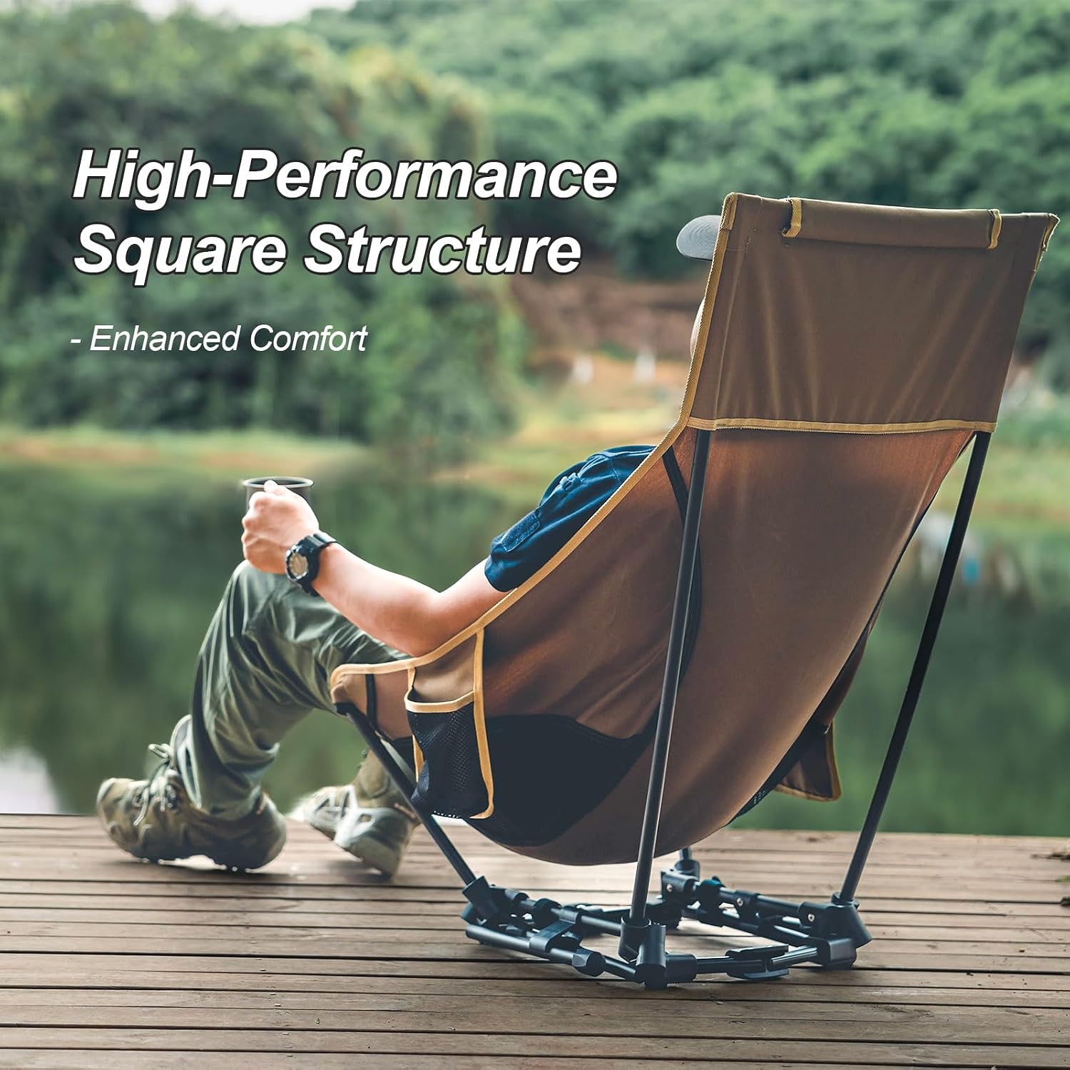 ONETIGRIS Dragonhide Oversized Camping Chair with Pillow Design, Comfortable Widened Seat Folding, 275 lbs Capacity