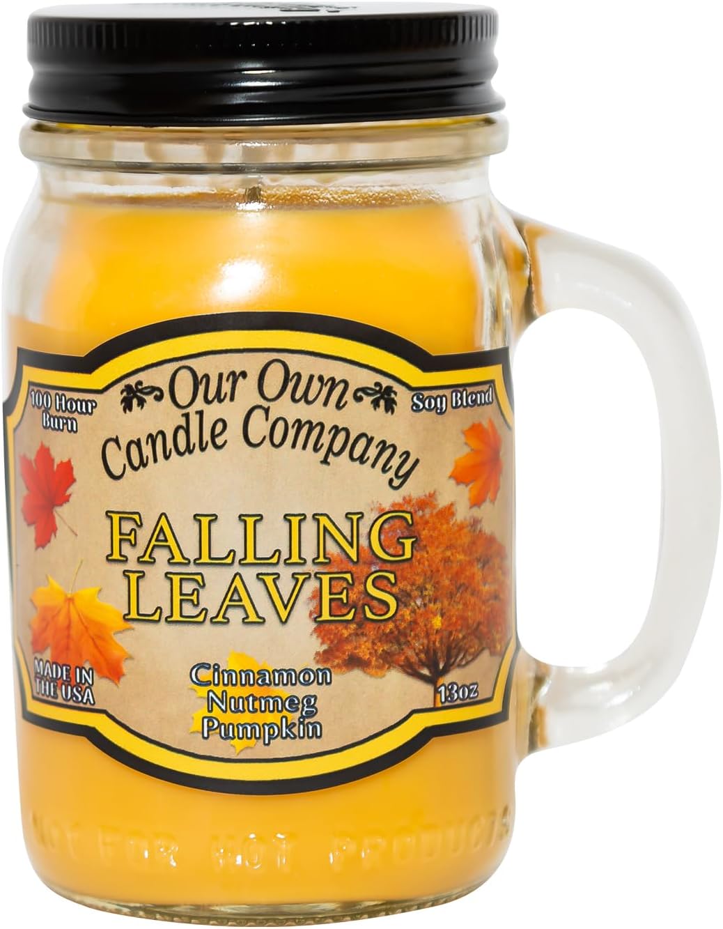 Balsam Pine Scented Mason Jar Candle, Our Own Candle Company, 13 oz | Clean, fresh Balsam-pine-tree scent; soy blend wax; lead-free wick with patented straightener; long lasting
