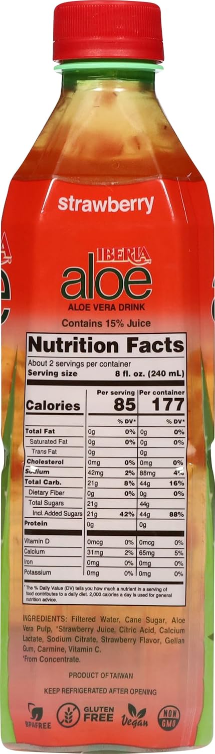 Iberia Aloe Vera Juice Drink, Pineapple, 16.9 Fl Oz (Pack of 24)