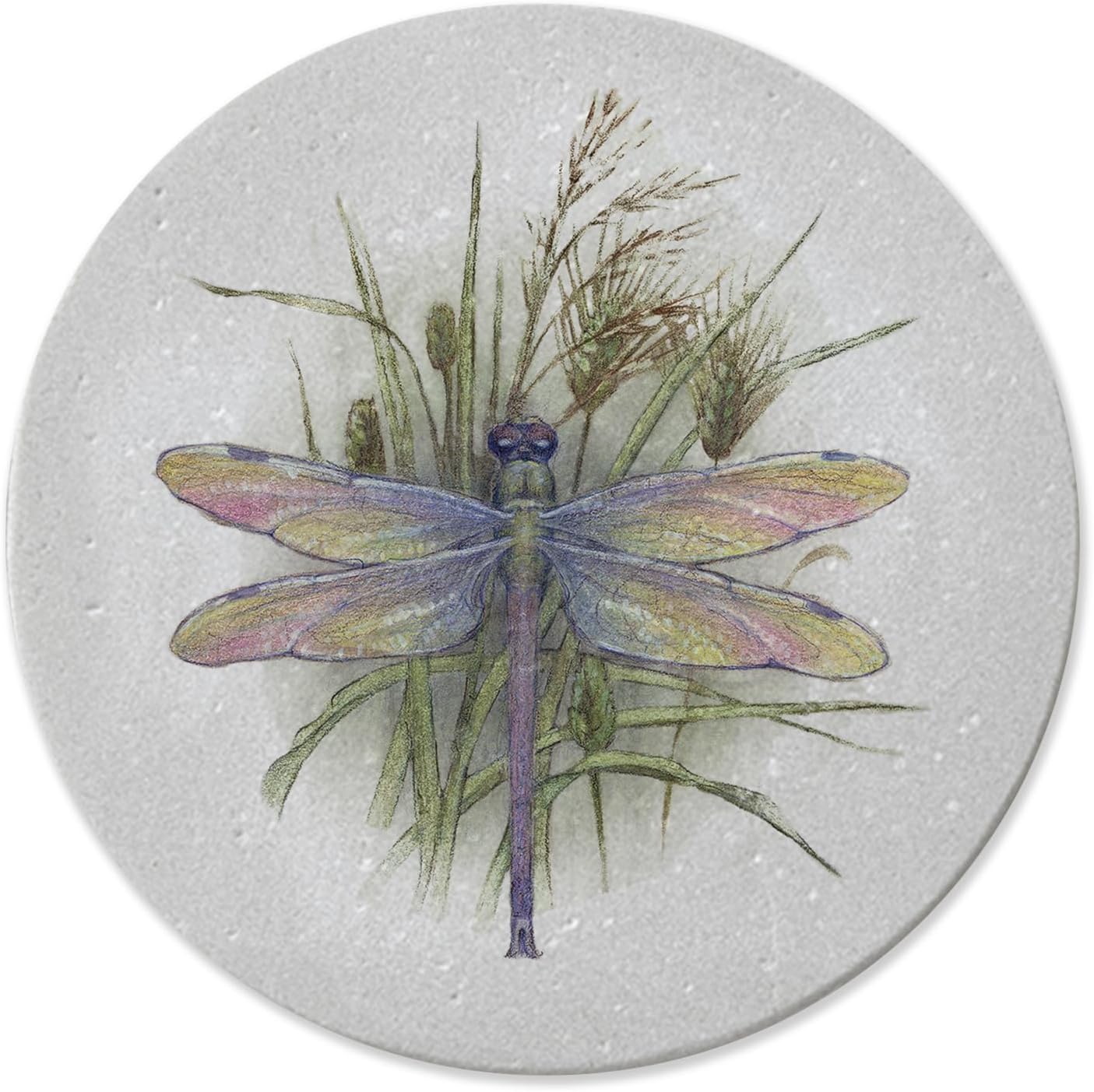 Thirstystone Dragonfly 4 Pack Round Natural Sandstone Coasters | Protective Cork Backing, Manufactured in the USA
