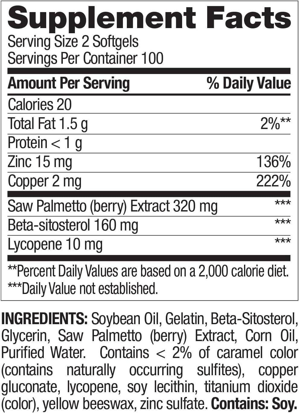 Nature's Wonder Men's Prostate Formula with Saw Palmetto, 200 Softgels | With Beta-Sitosterol, Lycopene & Zinc